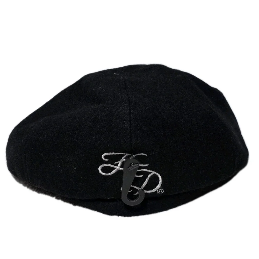 NWT Harley Davidson Womens Bk. Wool Blend Newsboy Hat Satin Lining Silver‎ Chain